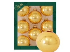 Krebs Glas Lauscha Weihnachtskugeln Honiggold Glanz Uni 8er-Set 7cm