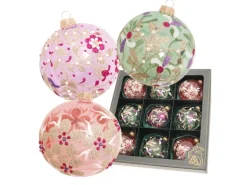 Krebs Glas Lauscha Weihnachtskugeln Blumen 9-tlg. 8cm