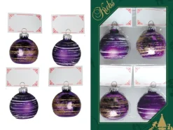 Krebs Glas Lauscha Weihnachtskugeln Platzkarten 4er-Set 8cm