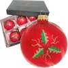 Krebs Glas Lauscha Weihnachtskugeln Rot Ilex 6er-Set 8cm