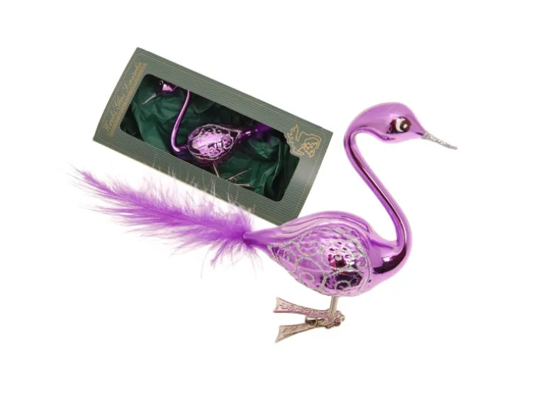 Krebs Glas Lauscha Weihnachtsornament Lila Schwan 1-tlg. 5cm