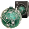 Krebs Glas Lauscha Weihnachtskugeln Jewels Grün 1-tlg. 10cm