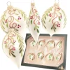 Krebs Glas Lauscha Weihnachtskugeln Blätterranken Beige 7cm