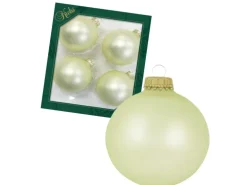 Krebs Glas Lauscha Weihnachtskugeln Elfenbein Matt Uni 4er-Set 8cm