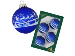 Krebs Glas Lauscha Weihnachtskugeln Santa-Schlitten 4er-Set 7cm