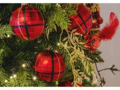 Krebs Glas Lauscha Weihnachtskugeln Tartan 6er-Set 8cm