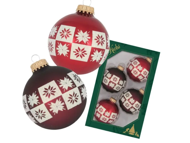 Krebs Glas Lauscha Weihnachtsbaumkugel mit Banddeko 4-tlg. 7cm