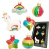 Krebs Glas Lauscha Weihnachtsornamente Miniaturen Rainbow 6-tlg. 3cm