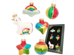 Krebs Glas Lauscha Weihnachtsornamente Miniaturen Rainbow 6-tlg. 3cm