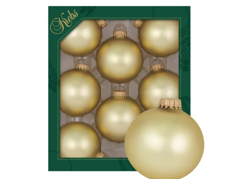 Krebs Glas Lauscha Weihnachtskugeln Altgold Matt Uni 8er-Set 7cm