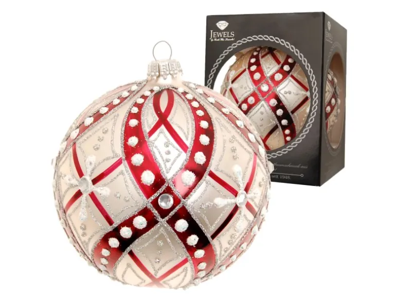 Krebs Glas Lauscha Weihnachtskugeln Jewels Rot und Silber 1-tlg. 10cm
