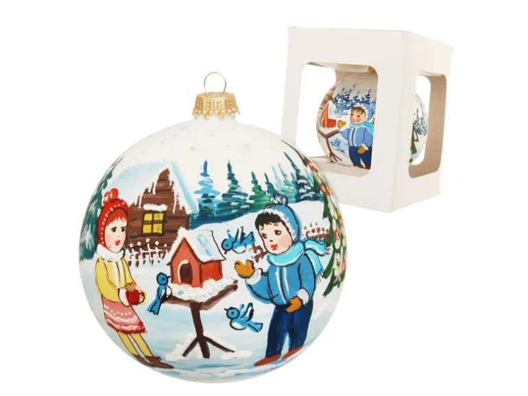 Krebs Glas Lauscha Weihnachtsbaumkugel Weiß Kinder 1-tlg. 10cm