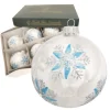 Krebs Glas Lauscha Weihnachtskugeln Eisweiß mit Schneeflocken 6er Set 8cm