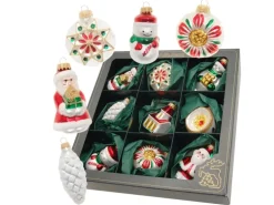 Krebs Glas Lauscha Weihnachtsornamente Figuren 9-tlg. 7cm