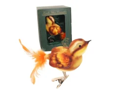 Krebs Glas Lauscha Weihnachtsornament Braun Spatz 1-tlg. 5cm