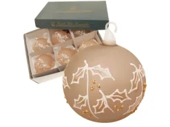 Krebs Glas Lauscha Weihnachtskugeln Stechpalme Öse 6er-Set 8cm