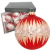 Krebs Glas Lauscha Weihnachtskugeln Rot Sternenglitter 6er-Set 8cm