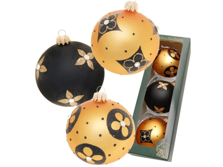 Krebs Glas Lauscha Weihnachtskugeln Art Deco Xmas 3-tlg. 8cm