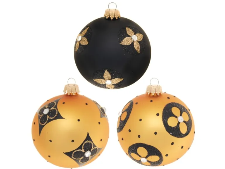 Krebs Glas Lauscha Weihnachtskugeln Art Deco Xmas 3-tlg. 8cm