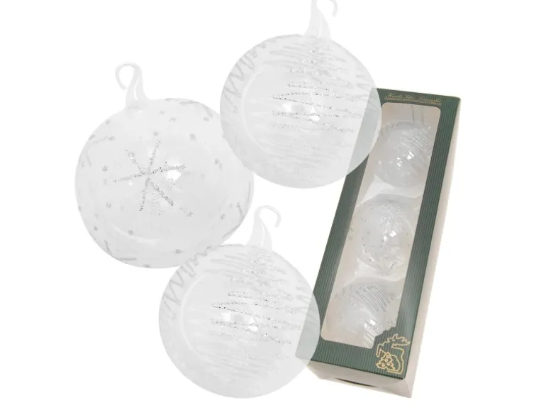 Krebs Glas Lauscha Weihnachtskugeln mit Öse Transparent 3-tlg. 8cm
