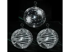 Krebs Glas Lauscha Weihnachtskugeln mit Öse Transparent 3-tlg. 8cm
