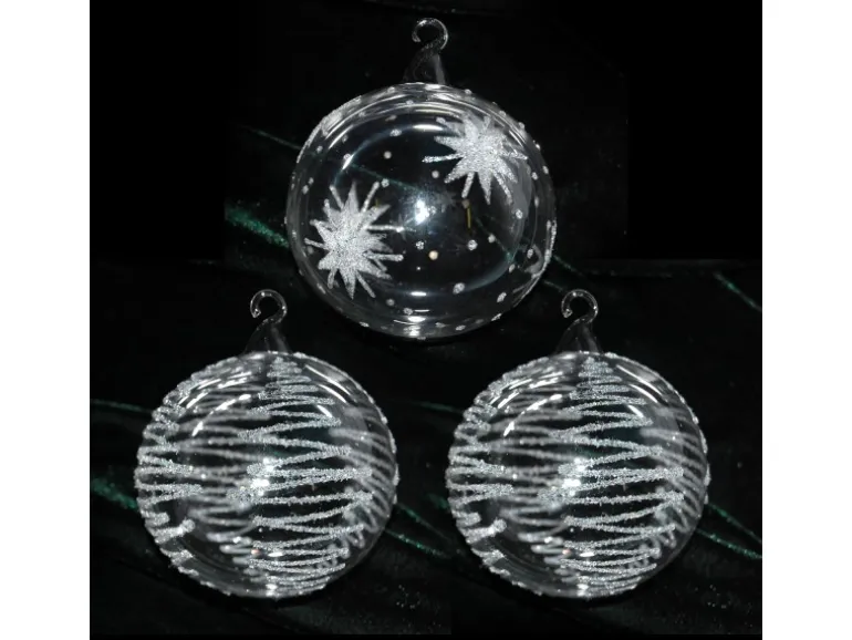 Krebs Glas Lauscha Weihnachtskugeln mit Öse Transparent 3-tlg. 8cm