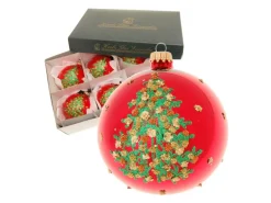Krebs Glas Lauscha Weihnachtsbaumkugel Baummotiv 6er-Set 8cm