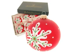 Krebs Glas Lauscha Weihnachtsbaumkugel Kristall 6er-Set 8cm