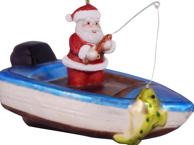 Krebs Glas Lauscha Weihnachtsornament Fischer-Santa, 1-tlg. 9cm