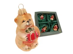 Krebs Glas Lauscha Weihnachtsornament Kleiner Bär 4er-Set 7cm