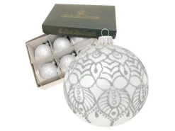 Krebs Glas Lauscha Weihnachtsbaumkugel Arabeske 6er-Set 8cm