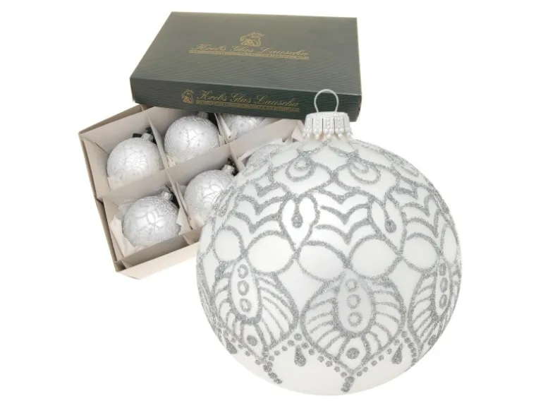 Krebs Glas Lauscha Weihnachtsbaumkugel Arabeske 6er-Set 8cm