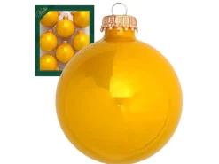 Krebs Glas Lauscha Weihnachtskugeln Gelb Glanz Uni 8er-Set 7cm