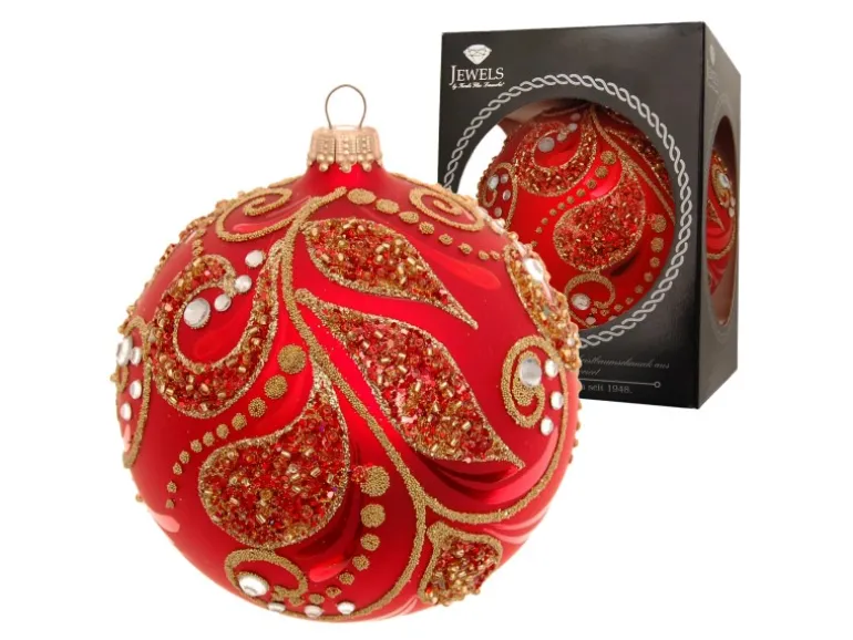 Krebs Glas Lauscha Weihnachtskugeln Jewels Rot 1-tlg. 10cm