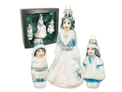 Krebs Glas Lauscha Weihnachtsornamente Schneekönigin 3-tlg. 9cm