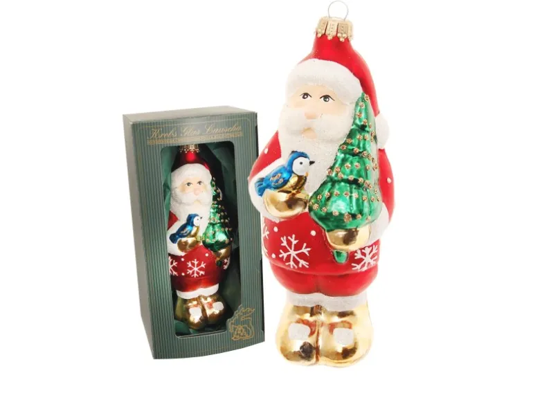 Krebs Glas Lauscha Weihnachtsmann mit Baum 1-tlg. 17cm