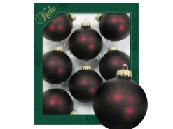 Krebs Glas Lauscha Weihnachtskugeln Schokobraun Matt Uni 8er-Set 7cm