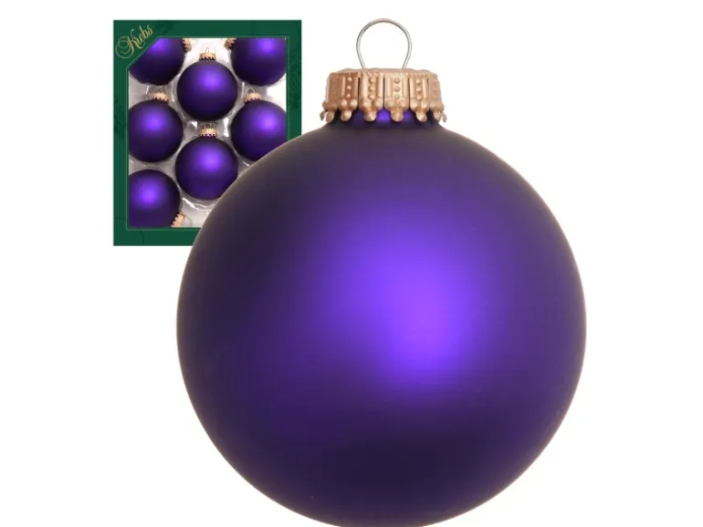 Krebs Glas Lauscha Weihnachtskugeln Lila Matt Uni 8er-Set 7cm
