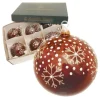Krebs Glas Lauscha Weihnachtskugeln Braun Schneeflocke 6er-Set 8cm