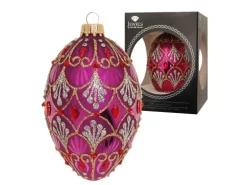 Krebs Glas Lauscha Weihnachtsornament Eiform Lila Gloria 1-tlg. 11cm