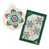 Krebs Glas Lauscha Weihnachtsbaumkugel mit Blumen 4er-Set 7cm