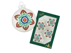 Krebs Glas Lauscha Weihnachtsbaumkugel mit Blumen 4er-Set 7cm