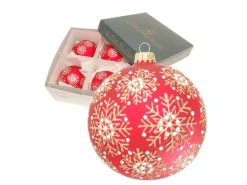 Krebs Glas Lauscha Weihnachtskugeln Schneeflocken 4er-Set 11cm