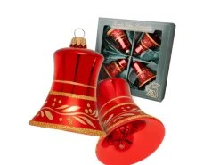 Krebs Glas Lauscha Weihnachtsornamente Glocke 4er-Set 7cm