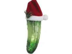 Krebs Glas Lauscha Weihnachtsgurke mit Stoffhut 1-tlg. 14cm