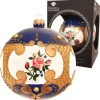 Krebs Glas Lauscha Weihnachtskugel Rosendesign Barock Blau 10cm
