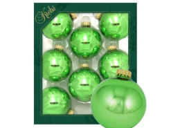 Krebs Glas Lauscha Weihnachtskugeln Grün Glanz Uni 8er-Set 7cm