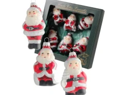 Krebs Glas Lauscha Weihnachtsmänner Silberglitter 6-tlg. 8cm