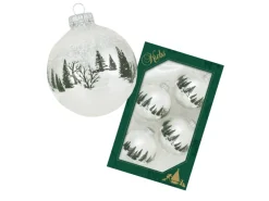 Krebs Glas Lauscha Weihnachtskugeln Winterwald 4er-Set 7cm