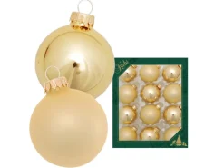 Krebs Glas Lauscha Weihnachtskugeln Gold 12-tlg. 5cm